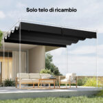 Telo Pergola per Esterni Anti UV in Poliestere Grigio Scuro con 8 Fori di Drenaggio, 392x350 cm - immagine 8