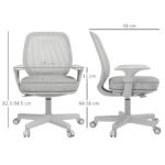 Sedia da Ufficio Ergonomica e Reclinabile ad Altezza Regolabile con 5 Rotelle, 55x48x82,5-94,5 cm, Grigia - immagine 3