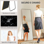Specchio da Terra Moderno a Figura Intera, Design Autoportante o da Parete, 40x150 cm, Nero - immagine 5