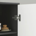Colonna Bagno Salvaspazio in Legno con 2 Armadietti e Cassetto, 30x28x180 cm, Nero - immagine 8