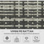 Salotto da Giardino con Divanetto, Chaise Longue e Tavolino in Rattan PE con Cuscini, Grigio - immagine 4