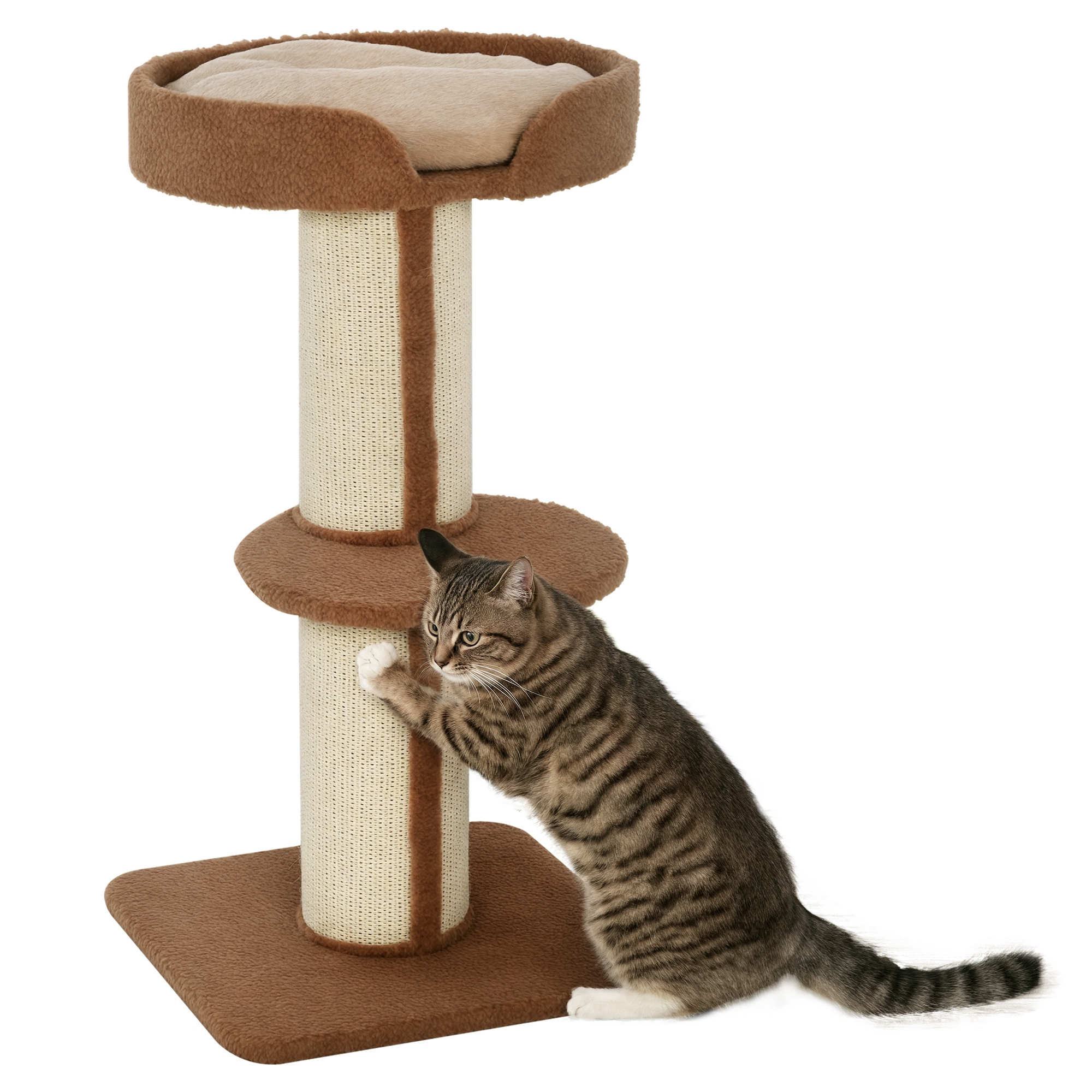 mYge541983debf85e.jpg Tiragraffi ad Albero per Gatti con Cuccia, Cuscino, Rivestimento Peluche e Pali in Corda Sisal - immagine 1