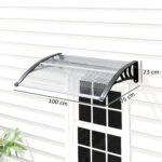 Pensilina da Esterni Impermeabile e Anti-UV, in PC, PP e Alluminio, 75x1x23 cm, Trasparente e Nero - immagine 3
