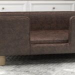 Divanetto per Animali, Cuscino Imbottito in Gommapiuma Rimovibile, Cane di Taglia Media Piccola, Marrone Scuro 74x48,5x31cm - immagine 9