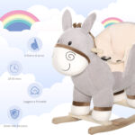 Cavallo a Dondolo per Bambini 18-36 Mesi, Cavalluccio a Dondolo a Forma di Asino con Suoni Realistici in Legno di Pioppo e Peluche, Grigio - immagine 7