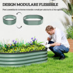 Set di 2 Aiuole Rialzate in Metallo Galvanizzato con Bordo in Gomma e Design Modulare, 135x90x30 cm Verde - immagine 6
