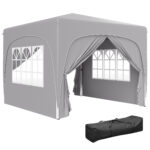 Gazebo da Giardino 3x3m Pieghevole con Altezza Regolabile, Protezione UPF50+ e Borsa, Grigio Chiaro
