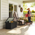 Panca Baule Contenitore da Giardino con Chiave, Cassapanca Moderna in Acciaio, Grigio, 120x62x62cm - immagine 8