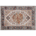 Tappeto Bohemien Antiscivolo e Lavabile a Pelo Corto per Soggiorno e Camera, 230x160 cm, Marrone