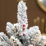 Albero di Natale Piccolo Alto 60 cm con 72 Rami Innevati, Pigne e Bacche Rosse, Verde - immagine 8