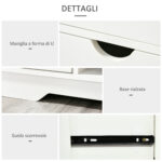 Scarpiera Salvaspazio, Panca Scarpiera in Legno, Mobile Scarpiera da Ingresso, Bianca, 80,5x30,5x43,5cm - immagine 6