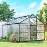 Serra per Orto in PC e Alluminio con Porta a Battente e 2 Finestre Regolabili, 304x247x205 cm, Nero - immagine 2