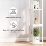 Lampada da Terra con 3 Mensole Integrate, Attacco E27 Potenza 40W, Arredamento Moderno in MDF, 26x26x160cm, Bianco - immagine 8