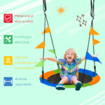 Altalena Rotonda a Nido per Bambini di +3 Anni per Giardino, Esterni, Interni, Cameretta, Multicolor Φ1x120-180Acm - immagine 5
