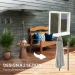 Ombrellone da Parete Mezzaluna Salvaspazio con Apertura a Manovella, 2,7x2,4 m, Grigio Chiaro - immagine 7