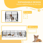 Recinto per Cani di Piccola Taglia a 8 Pannelli Modulabili da 80x1,5x1 cm, Box per Cani e Cuccioli Pieghevole con Porta in Acciaio con 8 Picchetti, Grigio - immagine 8