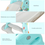 Scivolo per Bambini da 18 Mesi Pieghevole con 3 Scalini e Canestro Basket, Scivolo da Interno ed Esterno, 147x82x85,5 cm, Blu e Grigio - immagine 6