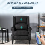 Poltrona Relax Massaggiante Reclinabile con Telecomando, 78x83x101cm, Nero - immagine 4