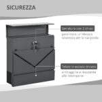 Cassetta Postale in Acciaio Zincato con Portagiornali e 2 Chiavi di Sicurezza, 37x10,5x37 cm, Grigio - immagine 4