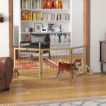 Cancellino per Cani Pieghevole con 3 Pannelli e Piedini Triangolari, 210x70 cm, Legno Naturale - immagine 8