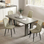 Tavolo da Pranzo in Stile Industriale per 8 Persone max, in Legno e Acciaio, 180x80x75 cm, Grigio - immagine 8