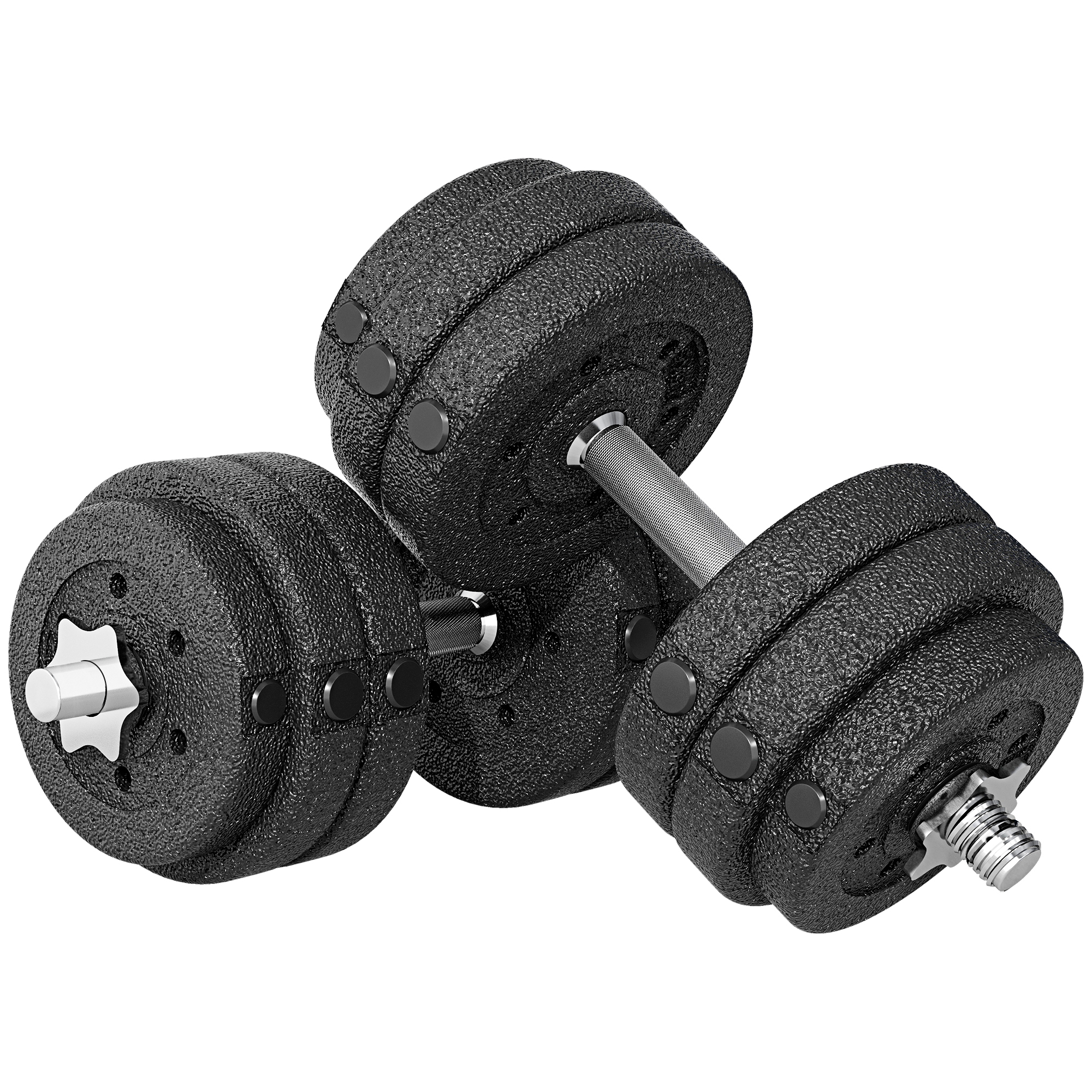 nKk684198dfec4c09.jpg Set Pesi Manubri da 30 kg (8x2,5 kg, 4x1,5 kg) con 12 Dischi e 2 Manubri da 2 kg, 43x18x7,5 cm, Nero - immagine 1
