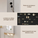 Specchiera Portagioie da Parete e Porta con Specchio Interno Illuminato e Serratura, 37x10x120 cm - immagine 8