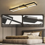 Lampada LED a Soffitto Dimmerabile 30-60K con Telecomando e Interruttore, 70x30 cm, Nero - immagine 6