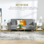Set 2 Comodini Moderni con Cassetto e Ripiano Aperto in MDF e Acciaio, 45x40x60cm, Bianco e Oro - immagine 4