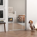 Cancelletto per Cani taglia Piccola e Media con Chiusura Automatica, in Acciaio e PA, 74-1x76 cm, Bianco - immagine 2