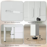 Armadio per Ufficio in Acciaio a 3 Ripiani Regolabili con Serratura e 2 Chiavi, 80x40x175 cm, Bianco - immagine 7