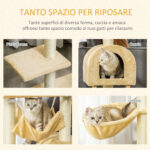 Tiragraffi per Gatti Multilivello con Amaca e Casetta, Corde in Sisal Naturale, 55×30×1cm - immagine 5