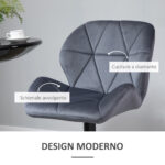 Set 2 Sgabelli da Bar con Altezza Regolabile Base in Metallo Seduta in Velluto, Sgabelli Cucina Alti Girevole con Schienale e Poggiapiedi, 51,5x57,5x93-114,5cm, Grigio - immagine 6