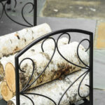 Portalegna per Camino da Interno ed Esterno in Metallo, 50kg di Legna, 39,5x31,5x39,5cm - Nero - immagine 9