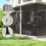 Zanzariera per Gazebo Tende di Ricambio Universale con Cerniere, 302x207cm - Nero e Beige - immagine 4