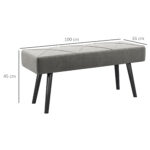 Panca Imbottita Fondoletto in Velluto con Gambe in Acciaio, 1x36x45cm, Grigio - immagine 3