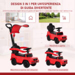 Macchina a Spinta per Bambini 12-36 Mesi con Licenza Mercedes, Tettuccio e Maniglia, 85,5x40,5x95 cm, Rosso - immagine 4