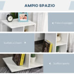Tavolino da Salotto a C con 2 Ripiani Aperti e 4 Ruote Girevoli, in MDF e PE, 45x35x58 cm, Bianco - immagine 7