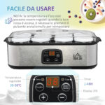Yogurtiera Elettrica 25W con 8 Vasetti Inclusi, Timer 1-48 Ore e Temperatura Regolabile 20-50°C, 36x18,8x14cm, Argento - immagine 6