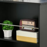 Bancone da Cucina Tavolo Alto con 3 Mensole in Legno, Tavolo da Bar Cucina Arredamento Moderno Casa e Bar, 112x57x106cm, Nero - immagine 9