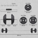 Pesi per Palestra 2 in 1 da 42 kg con 14 Dischi, Bilanciere e Manubri, in Acciaio, 180x24x24 cm, Nero - immagine 3