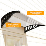 Tettoia da Esterno in Policarbonato per Porte e Finestre, 103x96,5x27cm, Trasparente - immagine 8