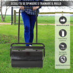 Rullo da Giardino Φ32x50cm in Metallo Impermeabile Nero, Serbatoio Fino 38 Litri (Acqua o Sabbia) - immagine 7