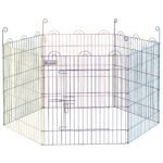 Cancellino per Cani a 6 Pannelli in Metallo con Chiusura a Scatto, Ø120x60 cm, Multicolore