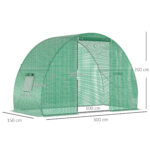 Serra a Tunnel con Porta Avvolgibile e Finestre, Copertura PE e Struttura in Acciaio, 1,5x3x2m, Verde - immagine 3