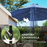 Ombrellone da Giardino Doppio con Apertura a Manovella, Acciaio e Poliestere, 460x270x240 cm, Blu - immagine 5