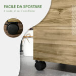 Fioriera Verticale con 4 Ruote e Traliccio per Piante Rampicanti in Legno, 76x30x155 cm, Color Legno - immagine 8