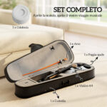 Violino 4/4 in Legno di Abete e Acero con Custodia, Arco, Spalliera e Pece, Nero - immagine 4