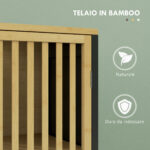 Mobile Sottolavabo Bagno con 2 Ante a Doghe in Legno di Bambù e MDF con Intaglio a U, 60x30x70cm - immagine 6