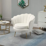 Poltrona di Design Stile Vintage Imbottita in Velluto, 79x77x77cm, Crema - immagine 2